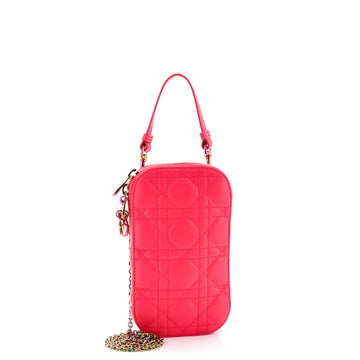 Christian Dior Lady Dior Phone Holder on Chain Cannage Quilt Lambskin