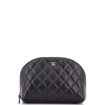 Chanel CC Dome Cosmetic Case Quilted Caviar Small