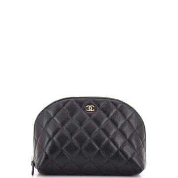 Chanel CC Dome Cosmetic Case Quilted Caviar Small