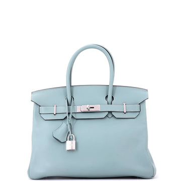 Hermes Birkin Handbag Blue Swift with Palladium Hardware 30