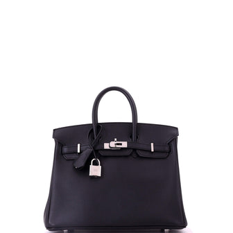 Hermes Birkin Handbag Black Epsom with Palladium Hardware 25