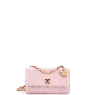 Chanel CC Handbag Charm Flap Wallet on Chain Quilted Caviar