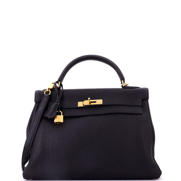 Hermes Kelly Handbag Black Togo with Gold Hardware 32