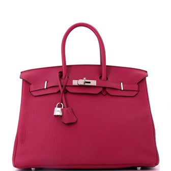 Hermes Birkin Handbag Red Togo with Palladium Hardware 35