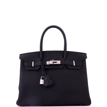 Hermes Birkin Handbag Black Togo with Palladium Hardware 30