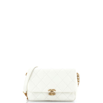 Chanel Chain Melody Flap Bag Quilted Caviar Small