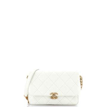 Chanel Chain Melody Flap Bag Quilted Caviar Small