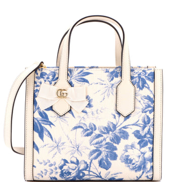 Gucci GG Ribbon Tote Printed Linen Small