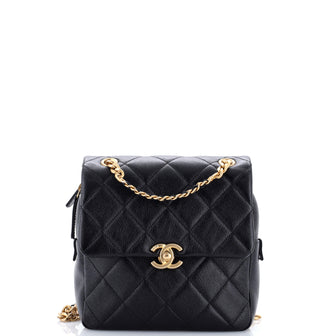 Chanel Chain Melody Flap Backpack Quilted Caviar Small