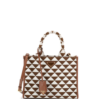 Prada Symbole Shopper Tote Jacquard Small