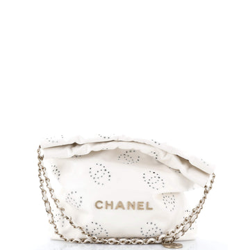 Chanel 22 Chain Hobo CC Eyelet Embroidered Calfskin Small
