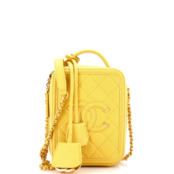 Chanel Filigree Vertical Vanity Case Quilted Caviar