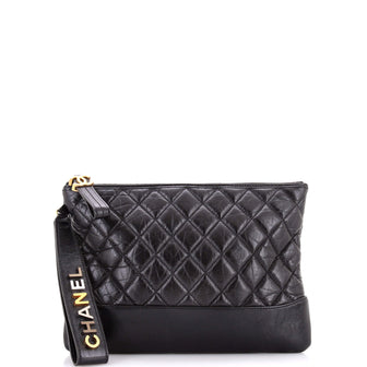 Chanel Gabrielle Logo O Case Clutch Quilted Aged Calfskin Medium