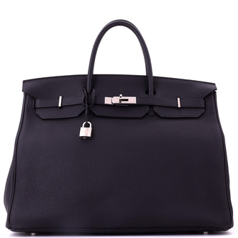 Hermes Birkin Handbag Black Togo with Palladium Hardware 40