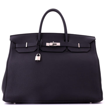 Hermes Birkin Handbag Black Togo with Palladium Hardware 40
