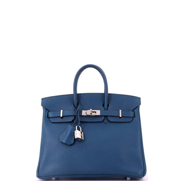 Hermes Birkin Handbag Blue Epsom with Palladium Hardware 25