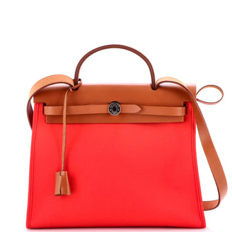 Hermes Herbag Zip Leather and Toile 31