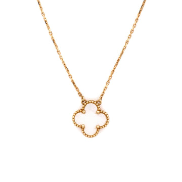 Van Cleef & Arpels Vintage Alhambra Pendant Necklace 18K Yellow Gold and Mother of Pearl