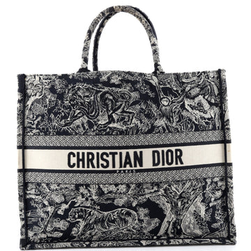 Christian Dior Book Tote Embroidered Canvas Large