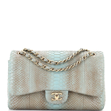 Chanel Classic Double Flap Bag Python Jumbo