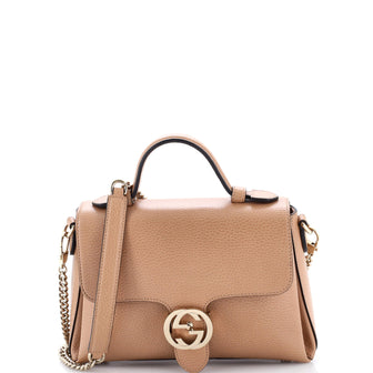 Gucci Interlocking Top Handle Bag Leather Medium