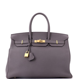 Hermes Birkin Handbag Grey Togo with Gold Hardware 35