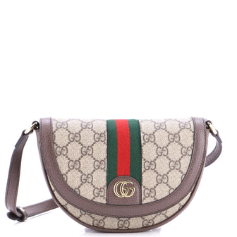 Gucci Ophidia Curved Flap Shoulder Bag GG Coated Canvas Mini