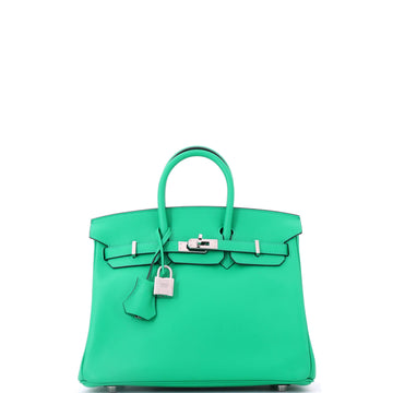 Hermes Birkin Handbag Green Swift with Palladium Hardware 25
