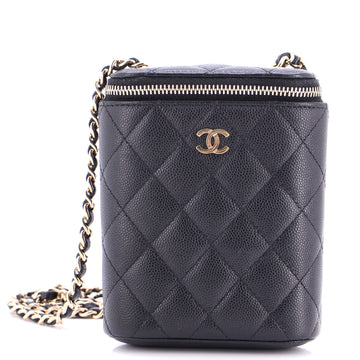 Chanel Vertical Classic Vanity Case with Chain Quilted Caviar Small