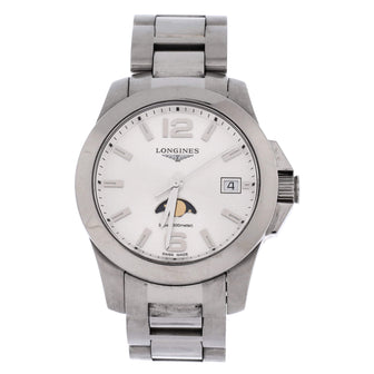 Longines Conquest Moonphase Quartz Watch Stainless Steel 34