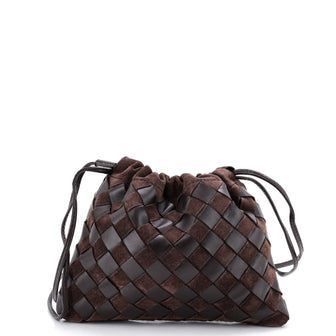 Bottega Veneta Drawstring Dustbag Crossbody Bag Intrecciato Leather and Suede Small