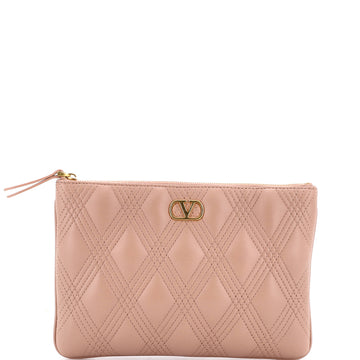 Valentino Garavani Quiltie 67 Zip Pouch Quilted Leather Medium