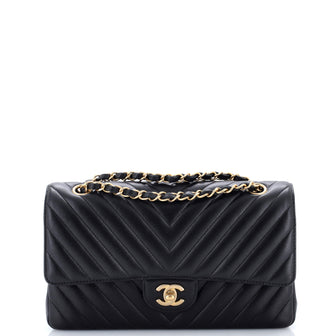 Chanel Classic Double Flap Bag Chevron Lambskin Medium