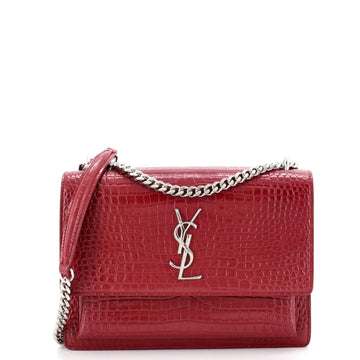 Saint Laurent Sunset Crossbody Bag Crocodile Embossed Leather Medium