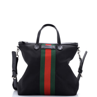Gucci Web Zip Tote Techno Canvas Medium
