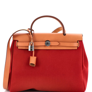 Hermes Herbag Zip Leather and Toile 31