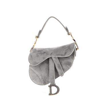 Christian Dior Saddle Handbag Velvet with Crystals Mini