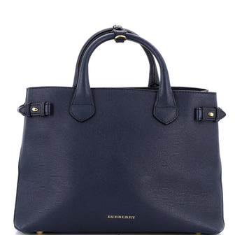 Burberry Banner Tote Leather and House Check Canvas Medium