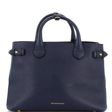 Burberry Banner Tote Leather and House Check Canvas Medium