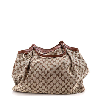 Gucci Sukey Tote GG Canvas with Leather Large