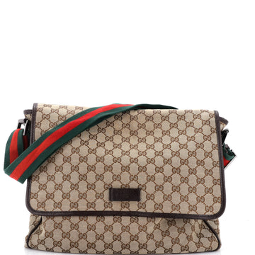 Gucci Web Strap Flap Messenger GG Canvas Medium