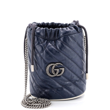 Gucci GG Marmont Bucket Bag Diagonal Quilted Leather Mini