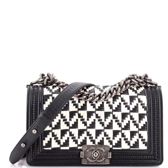 Chanel Boy Flap Bag Woven Calfskin Old Medium
