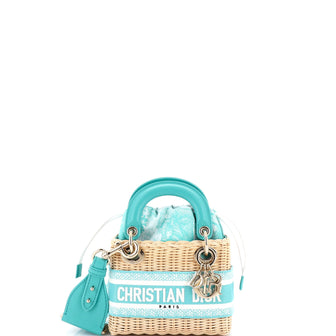 Christian Dior Lady Dior Bag Wicker and Oblique Canvas Mini