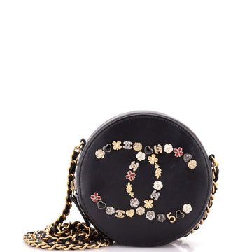 Chanel Lucky Charms Round Clutch With Chain Embellished Lambskin