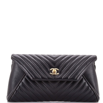 Chanel Fold Up Again Clutch Chevron Sheepskin
