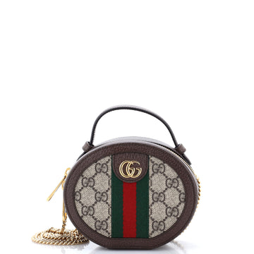 Gucci Ophidia Round Shoulder Bag GG Coated Canvas Mini