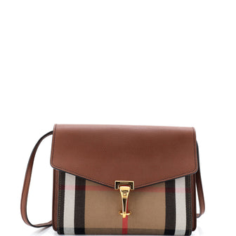 Burberry Macken Crossbody Bag Leather and House Check Canvas Small