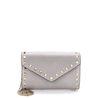 Valentino Garavani Rockstud Envelope Chain Wallet Leather