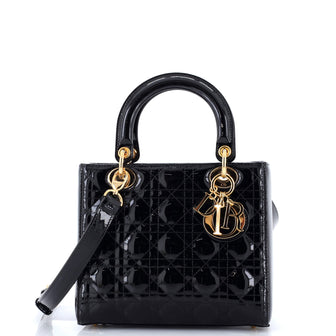 Christian Dior Lady Dior Bag Cannage Quilt Patent Medium